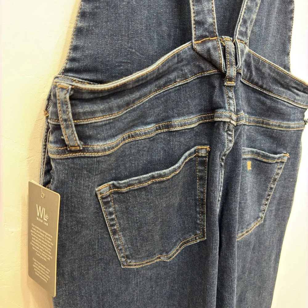 ๐ Wash Lab Blue Rain Denim Wide Leg Open Back Overalls, New with Tags, Medium - Picture 7 of 8